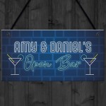 Personalised Home Bar Decor Sign Novelty Open Bar Plaque