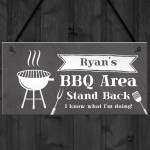 Personalised BBQ Area Sign Novelty Garden Decor Signs Barbecue