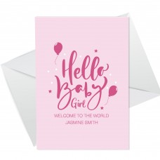 Hello Baby Girl Card Personalised Congratulations New Parents