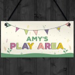 Childs Play Area Sign Personalised Garden Shed Hanging Sign