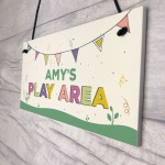 Childs Play Area Sign Personalised Garden Shed Hanging Sign