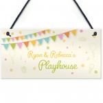 Personalised Childs Playhouse Sign Garden Shed Hanging Sign