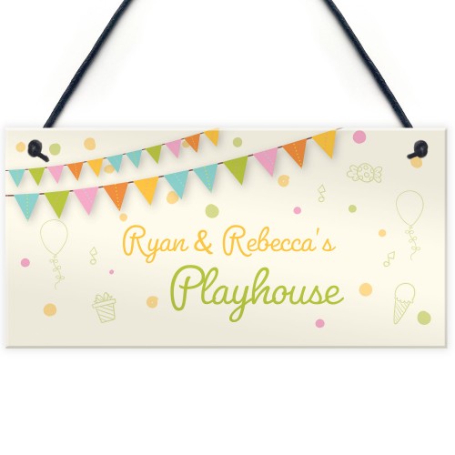 Personalised Childs Playhouse Sign Garden Shed Hanging Sign