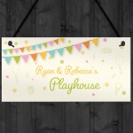 Personalised Childs Playhouse Sign Garden Shed Hanging Sign