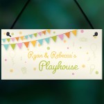 Personalised Childs Playhouse Sign Garden Shed Hanging Sign