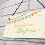 Personalised Childs Playhouse Sign Garden Shed Hanging Sign