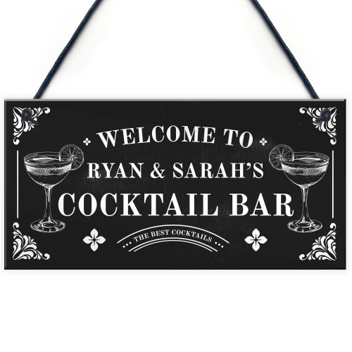 Personalised Cocktail Bar Sign Shabby Chic Bar Pub Plaque