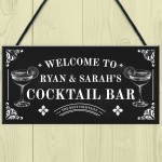 Personalised Cocktail Bar Sign Shabby Chic Bar Pub Plaque