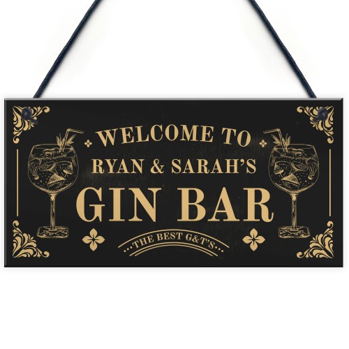 Vintage Gin Bar Sign For Garden Home Bar Personalised Bar Decor
