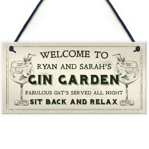 Welcome Gin Garden Sign Personalised Novelty Home Bar Sign