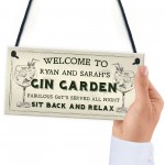 Welcome Gin Garden Sign Personalised Novelty Home Bar Sign