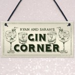 Novelty Gin Corner Sign Personalised Home Bar Pub Garden Sign