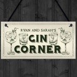 Novelty Gin Corner Sign Personalised Home Bar Pub Garden Sign