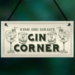 Novelty Gin Corner Sign Personalised Home Bar Pub Garden Sign