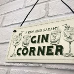 Novelty Gin Corner Sign Personalised Home Bar Pub Garden Sign