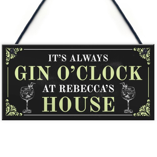 Personalised Gin O'Clock Sign Home Bar Man Cave Gifts Bar Sign