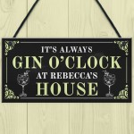 Personalised Gin O'Clock Sign Home Bar Man Cave Gifts Bar Sign