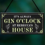 Personalised Gin O'Clock Sign Home Bar Man Cave Gifts Bar Sign