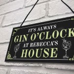 Personalised Gin O'Clock Sign Home Bar Man Cave Gifts Bar Sign