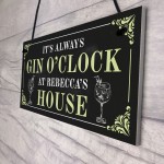 Personalised Gin O'Clock Sign Home Bar Man Cave Gifts Bar Sign