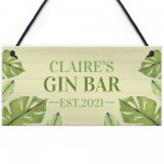 Personalised Gin Bar Sign Novelty G&T Sign Home Bar Sign Garden