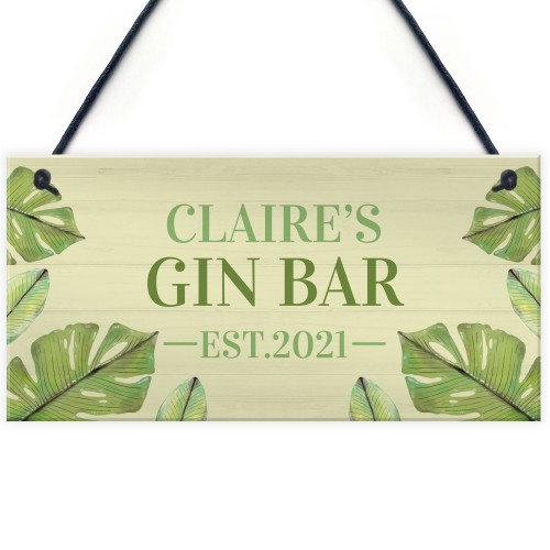 Personalised Gin Bar Sign Novelty G&T Sign Home Bar Sign Garden