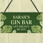 Novelty Gin Bar Sign Personalised Quirky Home Bar Sign Gin Gift