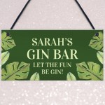 Novelty Gin Bar Sign Personalised Quirky Home Bar Sign Gin Gift