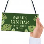 Novelty Gin Bar Sign Personalised Quirky Home Bar Sign Gin Gift