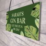 Novelty Gin Bar Sign Personalised Quirky Home Bar Sign Gin Gift