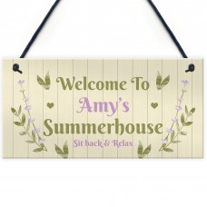 Summerhouse Decor Sign Personalised Hanging Wall Sign For Garden