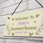Summerhouse Decor Sign Personalised Hanging Wall Sign For Garden