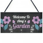 Welcome Garden Sign Personalised Hanging Summerhouse Plaque