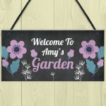 Welcome Garden Sign Personalised Hanging Summerhouse Plaque