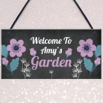 Welcome Garden Sign Personalised Hanging Summerhouse Plaque