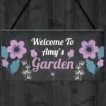 Welcome Garden Sign Personalised Hanging Summerhouse Plaque