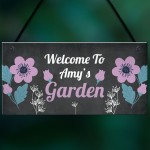 Welcome Garden Sign Personalised Hanging Summerhouse Plaque