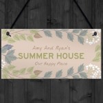 Colourful Summerhouse Sign Personalised Hanging Garden Plaque