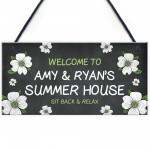 Summerhouse Sign Personalised Flower Sign Garden Plaque