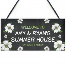 Summerhouse Sign Personalised Flower Sign Garden Plaque