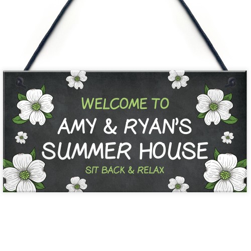 Summerhouse Sign Personalised Flower Sign Garden Plaque