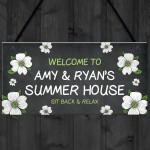 Summerhouse Sign Personalised Flower Sign Garden Plaque