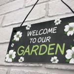 Welcome To Our Garden Sign Floral Design Home Decor Family Gift