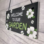 Welcome To Our Garden Sign Floral Design Home Decor Family Gift