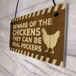 Beware Of The Chickens Sign Funny Chicken Coop Sign Home Plaque