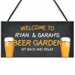 Welcome Beer Garden Sign Personalised Home Bar Garden Plaque