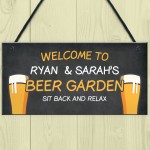 Welcome Beer Garden Sign Personalised Home Bar Garden Plaque