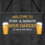 Welcome Beer Garden Sign Personalised Home Bar Garden Plaque