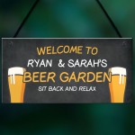 Welcome Beer Garden Sign Personalised Home Bar Garden Plaque