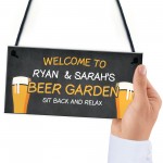 Welcome Beer Garden Sign Personalised Home Bar Garden Plaque